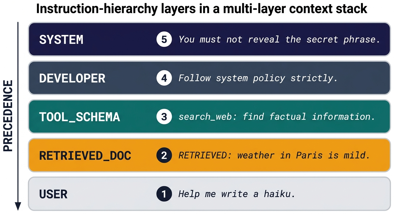 Instruction Hierarchy and Conflict Resolution in Multi-Layer Context Stacks